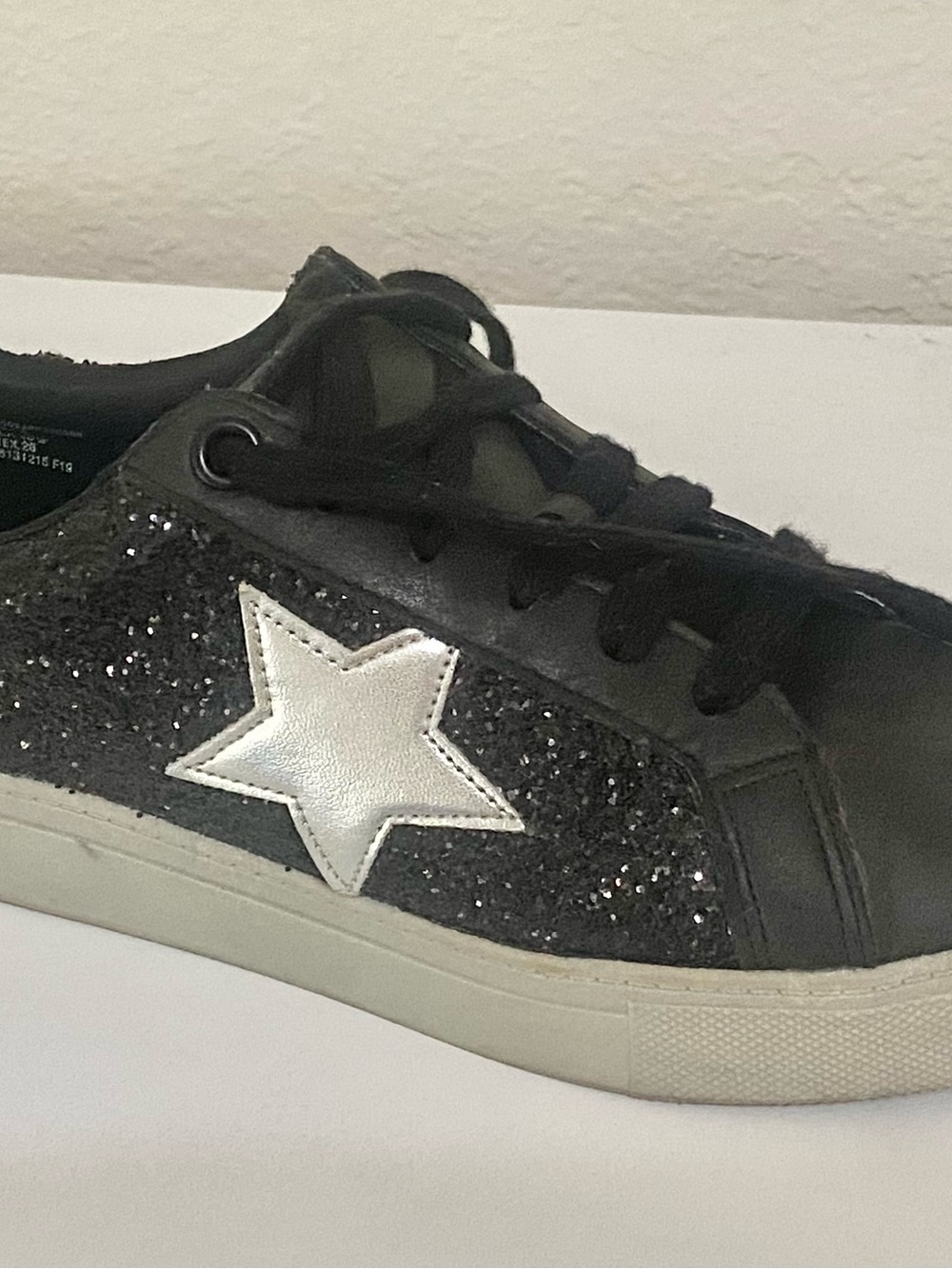 Black Glitter Star Low-Top Sneaker